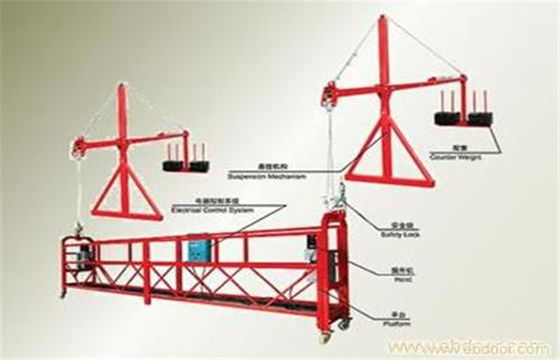 Customized ZLP1000 Suspended Access Platforms Maintenance Cradle With Steel Rope 8.6mm