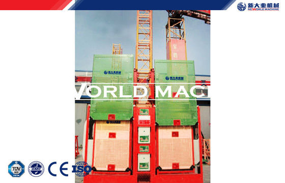Rack and pinion construction cage hoist for personnel  tools and materials