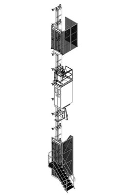 Single Cage Industrial Material Hoist for 12- 24 Passenger or 750kg Heavy Materials