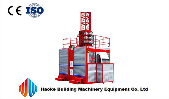 Painted Construction Hoist Elevator , Single / Twin Cage Construction Material Hoist
