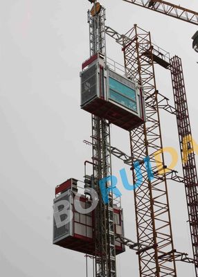 Hot Dipped Zinc Single Building Site Hoist Red Frame Style 1000kgs - 3200kgs