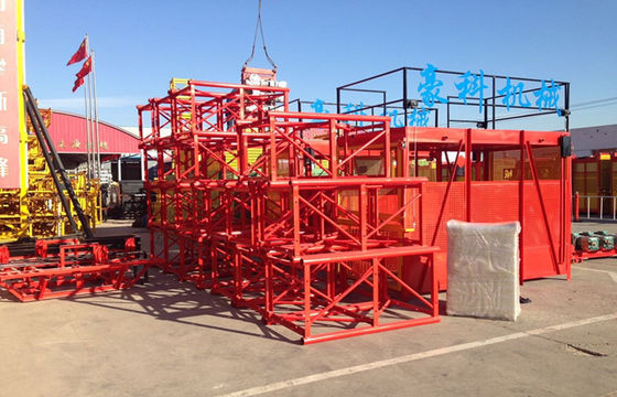 Grua vertical SS100/100 do material de construção com m da gaiola 2,8 x 1,5 x 1,9